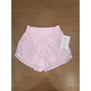 NWT Lululemon Hotty Hot High-Rise Lined Short 4" SIZE 4 Pink Organza